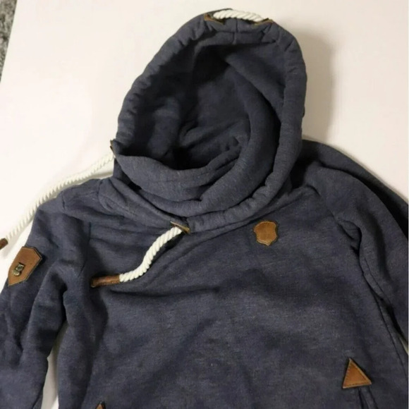 Naketano Women Cowl Neck Long Sleeve Hooded Shirt Top Sweatshirt Size Small Gray - Picture 9 of 16